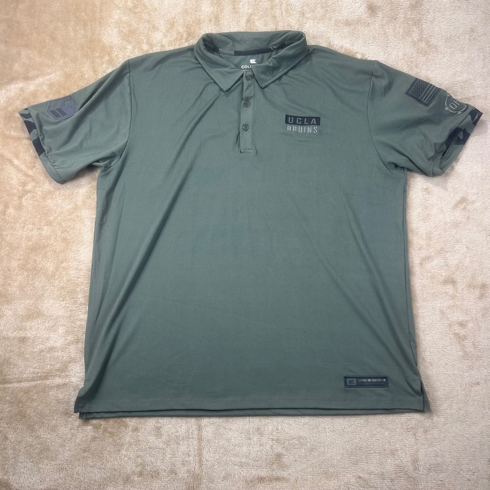 Colosseum UCLA Bruins OHT Military Appreciation Polo Shirt Mens‎ XXL Green Camo